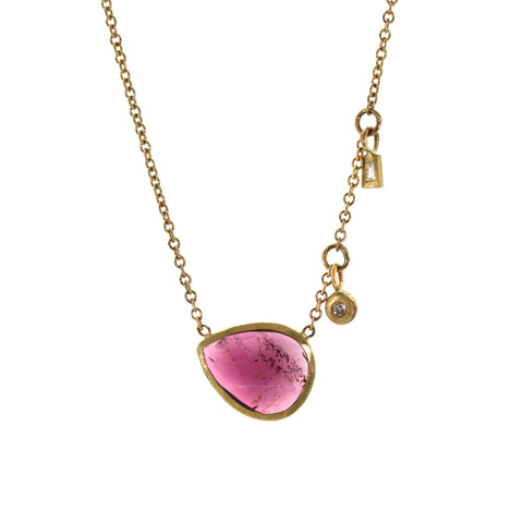 Pink Tourmaline and White Diamond Necklace