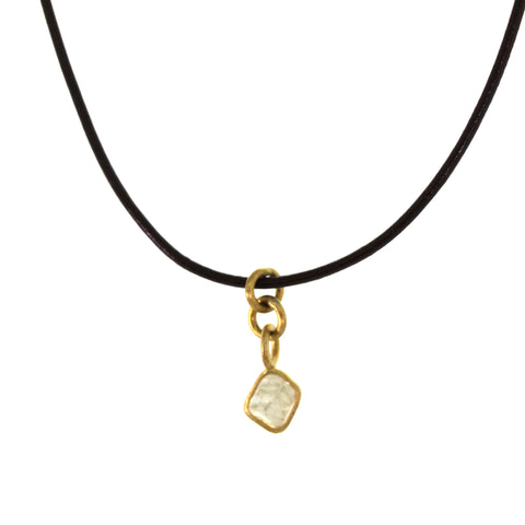 Sliced Diamond and Leather Necklace
