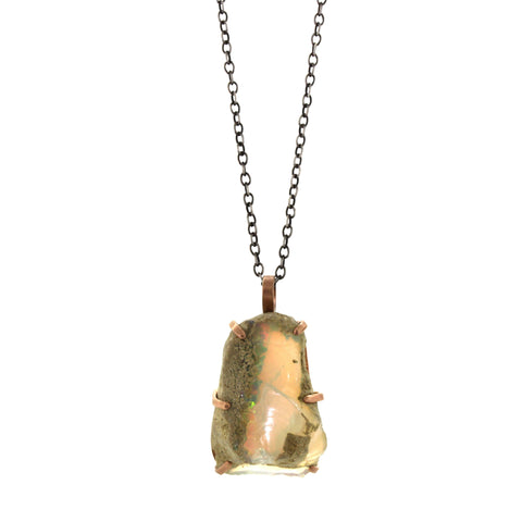 Raw Opal and Rose Gold Necklace