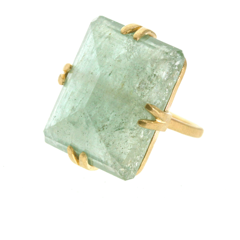 Split Prong Aquamarine Ring