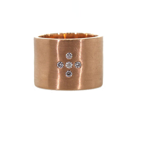 Thick Rose Gold Diamond Cross Ring