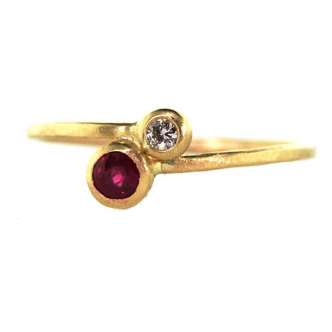 Ruby & Diamond Bypass Ring